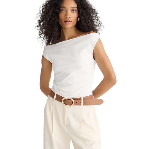 J. Crew White Off-Shoulder Tank Top - Picture 1 of 9